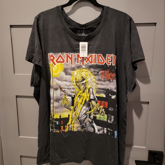 TORRID Classic Fit Crew Tee Iron Maiden Mineral Wash Black Tee Size 4 - Picture 6 of 12